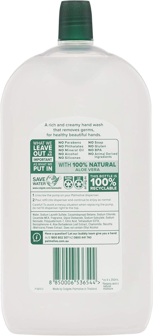 Palmolive Naturals Liquid Hand Wash Soap 3L (3 x 1L packs), Aloe Vera and Chamomile Refill and Save - Image 3